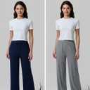 2 x Liberty Pro Womens High-Waisted Ankle-Length Lounge Pants, 26 Inseam Wide Leg Drawstring Casual Bottoms with Pockets (L)