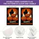 Halloween Garden Flag With Three Spooky Ghosts And Stacked Jack O Lantern Pumpkins Of Haunted House Flags Outdoor Yard Decor 12x18 Inch Double Sided Seasonal Flags Front Porch Lawn Decor