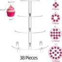 Jusalpha 4 Tier Round Wedding Acrylic Cupcake Stand Tree Tower Cup Cake Display (Tall version)
