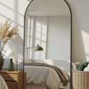 69"x28" Full Length Mirror, Arched Full Body Mirror, Standing Hanging or Leaning Floor Mirror for Bedroom and Living Room, Black