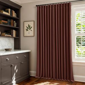 Chestnut Brown Linen Pinch Pleated Blackout Curtains 108 Inches Long for Bedroom Pleated 100% Black Out Drapes with Liner Rust Farmhouse Country Extra Long 108 Inch Curtain for Living Dining Room