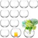 12 Pcs Glass Bubble Bowl Vase Bulk, Clear Round Glass Centerpiece Bowls for Valentine's Wedding Table Decor, Fish Flower Bud Vase Terrarium for Event Party DIY (3.5" h X 4.7" w)