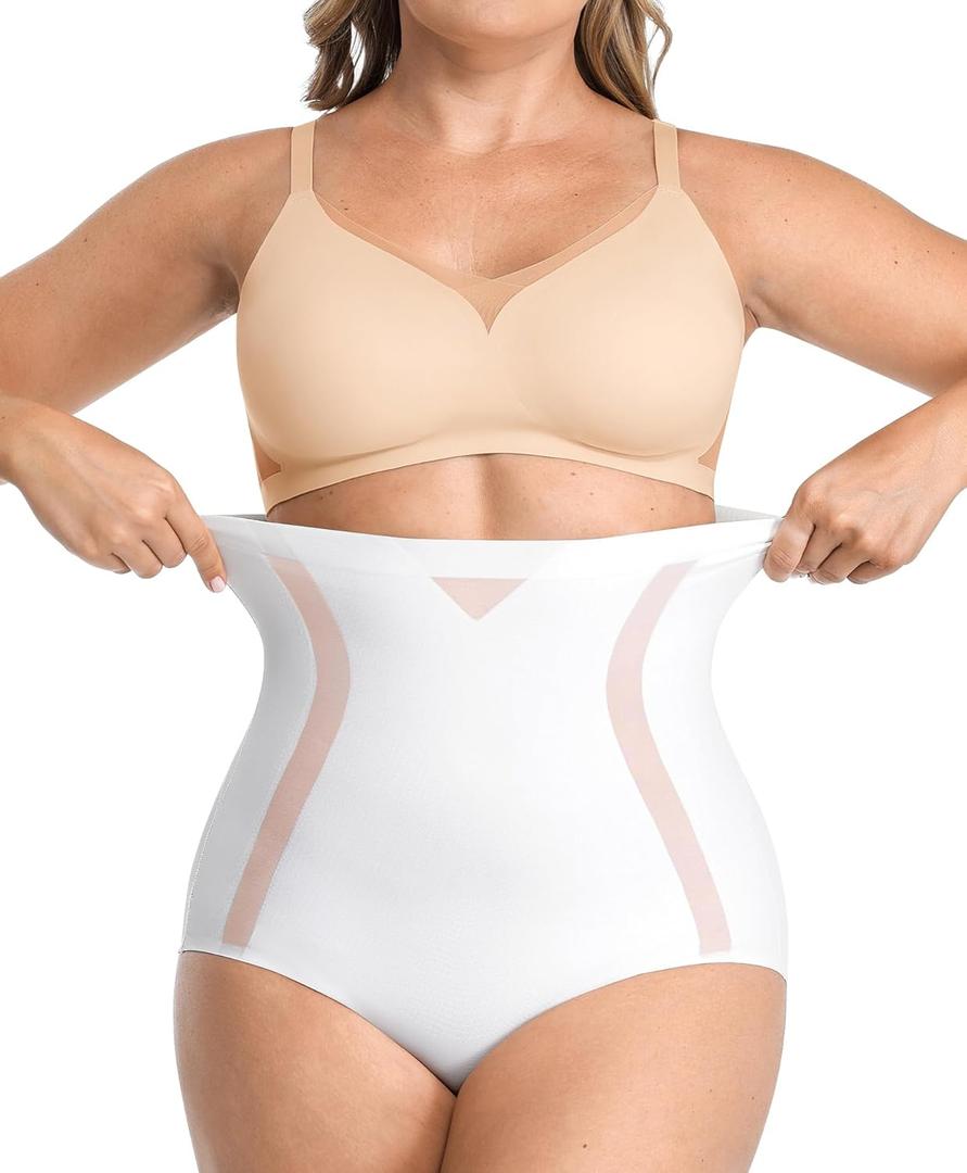 SHAPELLX Shapewear Tummy Control Body Shaper for Women High Waisted Shapewear Underwear Panty Waist Slimming Briefs (Large, 03-white)