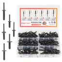 130pc Blind Rivet Kit, Pop Rivets Fasteners Assortment, 6 Size Nylon Retainer Clips for Car Engine Bumper Fender Cover (Universal)