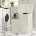 WOWLIVE 180L Double Laundry Hamper with Lid and Removable Laundry Bags, Large Dirty Clothes Hamper 2 section Collapsible Laundry Basket Dorm Room Storage for Bedroom, Bathroom, College,Beige
