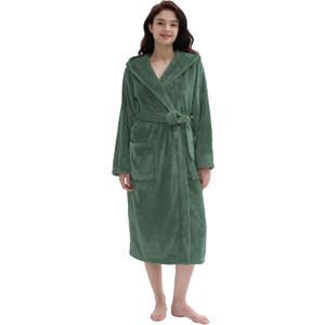 Amorbella Premium Plush Robe for Women Long Fluffy Fleece Robe Winter Warm Bathrobe with Pockets (L)