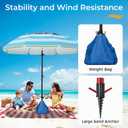 HOMEDEMO 8FT Large Beach Umbrella with Weight Bag & Sand Anchor, Outdoor Umbrellas with Adjustable Aluminum Pole and Table, Heavy Duty Windproof & UPF 50+