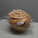 Basket Storage Rattan Woven Baskets with Lid Round Wicker Fruit Boxes Decorative Tray Lids Sundries Mini Snack Bread Organizer (11)