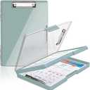 SFLHHDM Clipboard with Storage,Heavy Duty Clip Boards 8.5x11 with 2 Storage Case,Clear Visible Panel Storage Clipboards,Side Opening Nursing Clipboard Folder for Office SuppliesDark Green