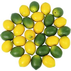 Winlyn 28 Pcs Fake Lemon Artificial Fruits Vivid Green and Yellow Lemon Mixed Set Lifelike Simulation Fruit for Home House Kitchen Party Decoration