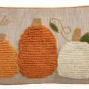 Mud Pie Thanksgiving Large Tufted Pumpkin Pillow, 13" x 24", Beige/Khaki