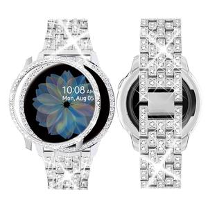 SUPOIX Band Case Compatible for Samsung Galaxy Watch FE 40mm 2024/ Galaxy Watch 5/4 40mm 44mm, 20mm Women Bling Replacement Strap&PC Protective Bumper Face Cover for Galaxy Watch 5/4 (Size Optional)