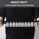 ALOANES 3PC ABS Socket Organizer, Socket Rails Fit 1/2 inch Drive, Heavy Duty Socket Holders Hold up to 36 Sockets, Black Rails with Black Clips