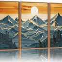 Tinonedraw Large Mountains Framed Canvas Wall Art Set of 3, Boho Nature Woodcut Forest Art Prints, Mid Century Modern Wall Decor, Sunset Landscape Art Paintings for Living Room Bedroom Office 16"x24", 24L" x 16W"