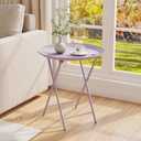 Garden 4 you Folding TV Tray Table, Metal Round Side Table, Purple Dinner Table with Metal Frame, Modern Outdoor Tray Table for Living Room, Bedroom, Patio & Small Spaces, 2 Packs, 2 PCS