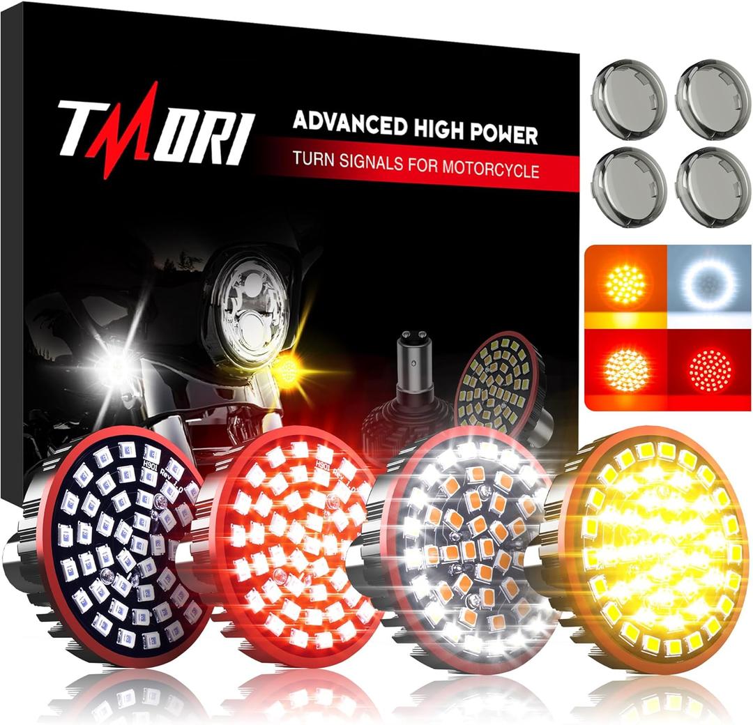 1157 Front Rear LED Turn Signals 2 Inch Bullet Motorcycle Turn Lights Indicator with Smoke Lens Compatible for Motorcycles Harley Dyna Softail Touring Street Glide Road King 1986-2024