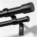 Double Curtain Rods for Windows 66 to 120 Inch, Black
