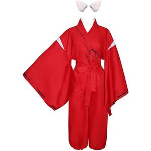 Anime Samurai Cosplay Costume Kikyou Cosplay Miko Witch Costume for Men Women, Size L