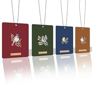Forest Charger 4PCS Bird Car Air Freshener, Hanging Freshener for Car & Home, Decorative Closet & Drawer Sachet, Elegant Bird Design - Long-Lasting Scent