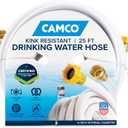 Camco TastePURE 25-Ft Water Hose - RV Drinking Water Hose Contains No Lead, No BPA & No Phthalate - Features Diamond-Hatch Reinforced PVC Design - 5/8 Inside Diameter, Made in the USA (22783)