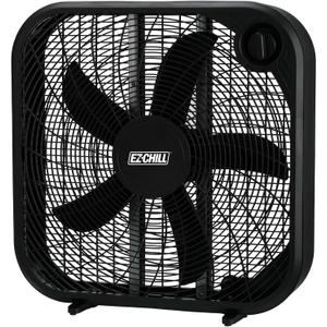 EZ-CHILL 20" 3-Speed Box Fan, Ideal for Home, Bedroom, & Office, Black