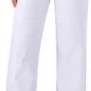 roswear Women's Wide Leg Jeans Casual High Waisted Stretchy Baggy Loose Long Trouser Jeans (Medium, White)