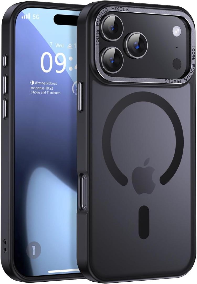 Newfuture Magnetic for iPhone 17 Pro Max Case [Compatible with Magsafe] [Military Grade Drop Protection] Translucent Matte Anti-Scratch Shockproof Protective Phone Cover 6.9 Inch, Black