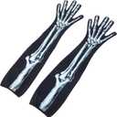 SAFIGLE 1 Pair Halloween Skeleton Gloves Full Finger Bone Gloves Long Sleeve for Halloween Cosplay Party Decor (Size 3)