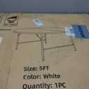 Fivenl 5 FT Round Folding Tables White Foldable Table, Fold-in-Half with Carrying Handle Portable Plastic Table for Party, Dining, Wedding, Camping, Picnic, Indoor Outdoor Events