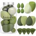 14 Pcs Makeup Sponge Set, Beauty Sponges Blender with 4 Pcs Powder Puff and 4 Pcs Mini Make up Sponges St. Patrick's Day Gift for Liquid,Foundation,Powder,Concealer,Cream (Green)