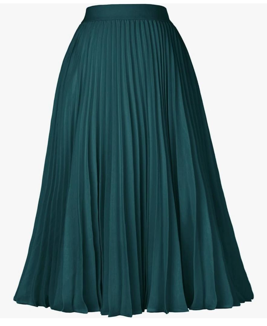 GRACE KARIN Women High Elastic Waist Pleated Chiffon Skirt Midi Swing A-line Skirts. XL