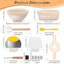Banneton Basket Set of 2, 10" Oval & 9.7" Round Banneton Bread Proofing Basket with Liners, Bread Lame, Silicone Baking Mat, Danish Whisk, Brush, Proofing Bowls Sourdough Starter Kit Tools