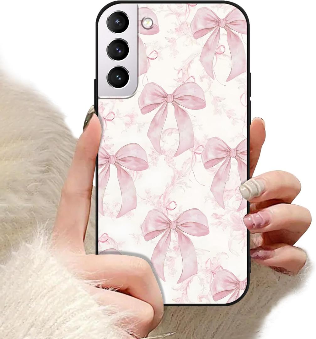 Cute Bow Phone Case for Samsung Galaxy S21/S30 6.2", Pink Ribbon Bowknot Pattern Flower Design Girly Cases for Girls Women,Soft TPUSilm Shockproof Protective Phone Cover for Samsung S21 S30