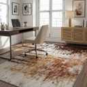 FlyDOIT Washable Area Rug for Living Room, 4x6 Modern Abstract Soft Non Slip Thin Throw Rugs, Print Pattern, Indoor Floor Carpet for Kitchen Office Dorm Bedroom Brown Black Cream Beige White