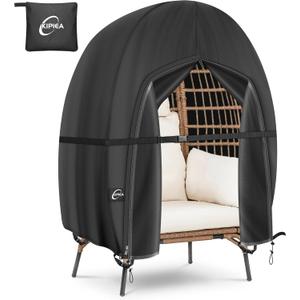 Kipiea Patio Egg Chair Covers Waterproof, Upgraded Outdoor Hanging Egg Chair Covers with Waterproof Zipper, 420D Double Seat Swing Egg Chair Cover, Windproof, Anti-UV, No Tears (Up to 80" W x 91" H)