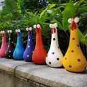 Chicken Statue Indoor Decor, Silly Chicken Decor Resin Statue Ornaments with Long Neck Handmade Unique Ornament for Home Garden Backyard Decoration (7 Chickens)