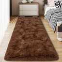 Soft Runner Rugs for Bedroom Hallways, 2x5 Brown Fluffy Shag Throw Area Rug Non Slip for Bedside Dorm, Long Shaggy Furry Carpet for Nursery Living Room