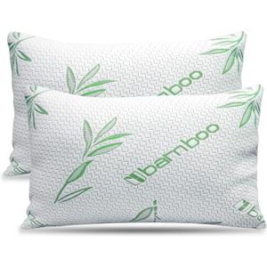 Elif King Size Pillows for Sleeping, Set of 2  Cooling Shredded Memory Foam Pillows with Removable Cover for Back, Stomach & Side Sleepers, Rayon Derived from Bamboo, King (2 Pack)