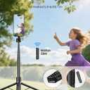 TONEOF 68" Magnetic Selfie Stick Tripod with Aluminum Strong Magnetic Holder for Magsafe, 360 Rotatable Travel Phone Tripod Stand with Metal Ring & Rechargeable Remote for iPhone/AndroidBlack