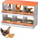 Chicken Nesting Box, 6 Compartment Metal Nesting Boxes for Hens Laying Eggs, Rust Proofed Nest Box with Roll-Away Egg Collection Laying Box for Chicken Coop
