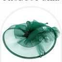 Zinniday Feather Tea Party Fascinator - 2026 Derby Hat with Hairpin, 1920s 50s Hats for Women, 11.81 “x9.84” (Green)