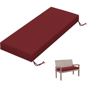 Outdoor Bench Cushion 45183.5 in Thick Waterproof Patio Furniture Cushions, Patio Porch Swing Replacement Seat Pad with Tie Straps and Anti-Slip, for Backyard Garden, Burgundy