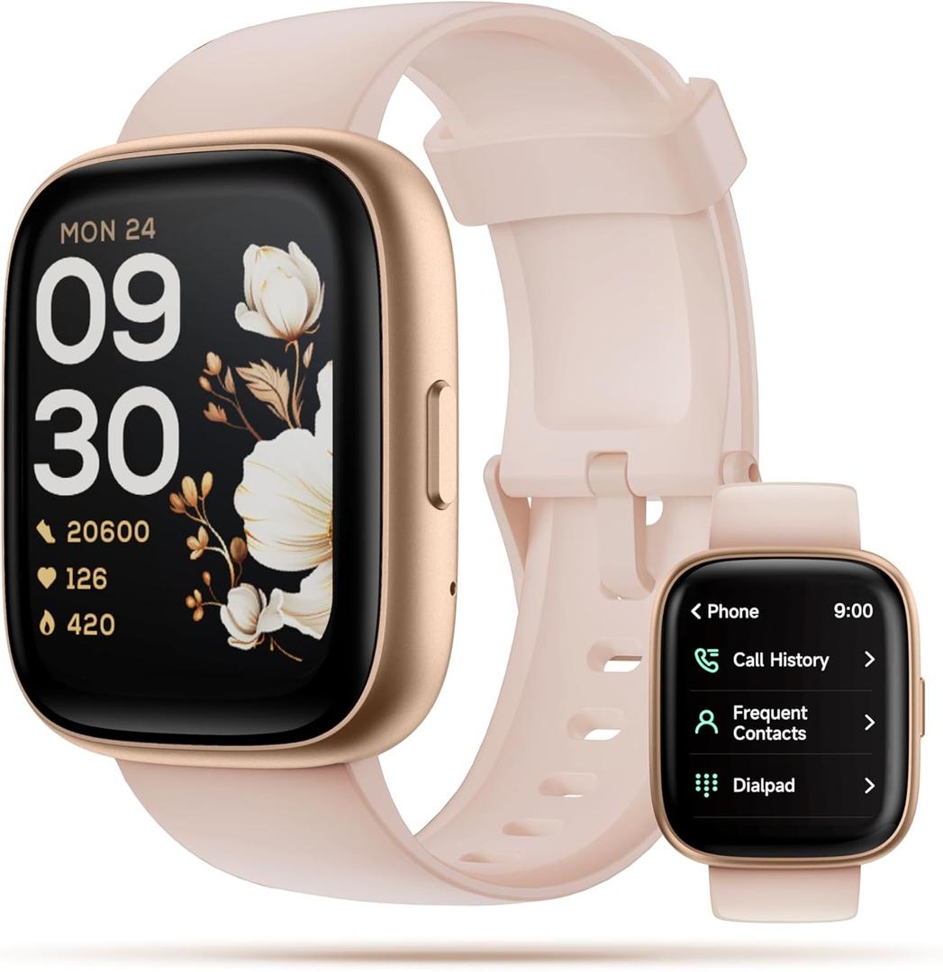 Smart Watch, 1.83" Touch Screen Smartwatch with Alexa Built-in IP68 Waterproof, Pedometer, Fitness Tracker with 100 Sports Modes Heart Rate/SpO2/Stress/Sleep Monitor for Men and Women (Pink)