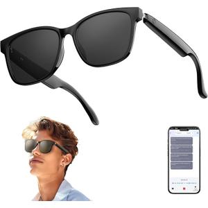 AI Smart Glasses, Bluetooth 5.4 Translation Glasses with 144 Language & Accents, Blue Light Filtering Lenses, Multifunctional Smart Glasses for Men Women, Travel Meeting Trade Business HY-C8 Black