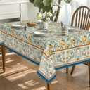 Horaldaily Rustic Rectangular Tablecloth 60x120 Inch, Bird Floral Vintage Washable Seasonal Table Cover for Party Picnic Dinner Decor