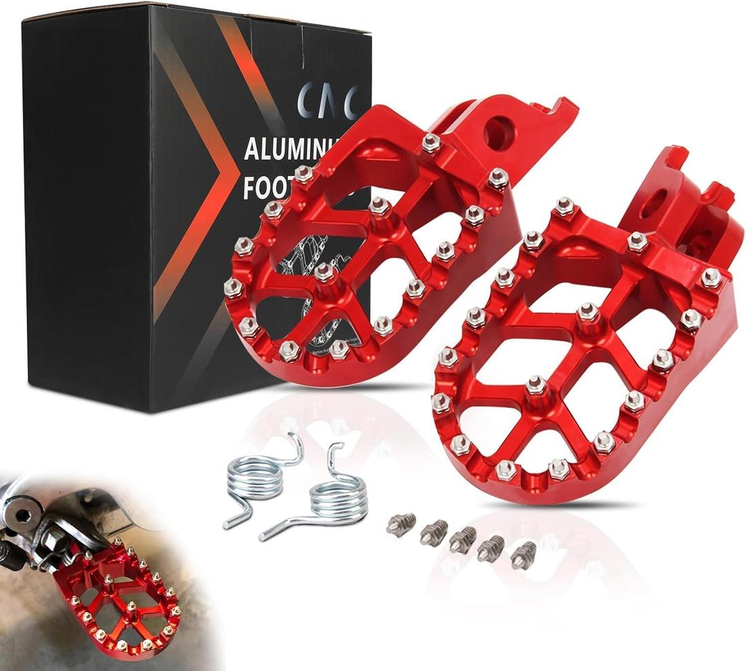 JFG RACING Dirt Bike Foot Pegs,CNC Rest Pedal Footpegs for CR125 CR250 02-11/CRF150R 07-24/CRF250R 04-24/CRF300L 21-24/CRF450R 02-24/CRF250X CRF450X CRF250RX CRF450RX CRF450RL CRF250L CRF1100L-Red (Medium)