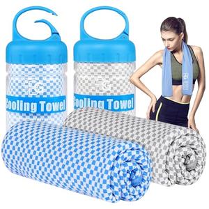 BOGI 1Pack Cooling Towel, Cooling Towels for Neck and Face-40"x12"- Ice Towel for Instant Cooling, Soft Breathable Chilly Towel, Stay Cool for Yoga, Sport, Gym, Camping & More Activities(Blue+Grey)