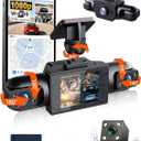 Full View Car Dashcam Wireless System 360 Car DVR WiFi 4 Channel Dash Cam Video Recorder Camera for Cars, Front and Rear Inside with Infrared Lamps Night Vision (32G)
