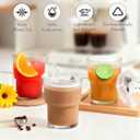 13 oz Glass Cups with Lids and Straws Ribbed Drinking Glasses Cup Leak Proof Iced Coffee Glass Tumbler Set of 2 for Soda Smoothie Juice(Clear*2)