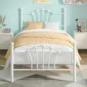 VECELO Twin Size Bed Frame with Headboard/Footboard, Mattress Foundation with Steel Slat Support, Under Bed Storage, No Box Spring Needed, Easy Assembly, Black